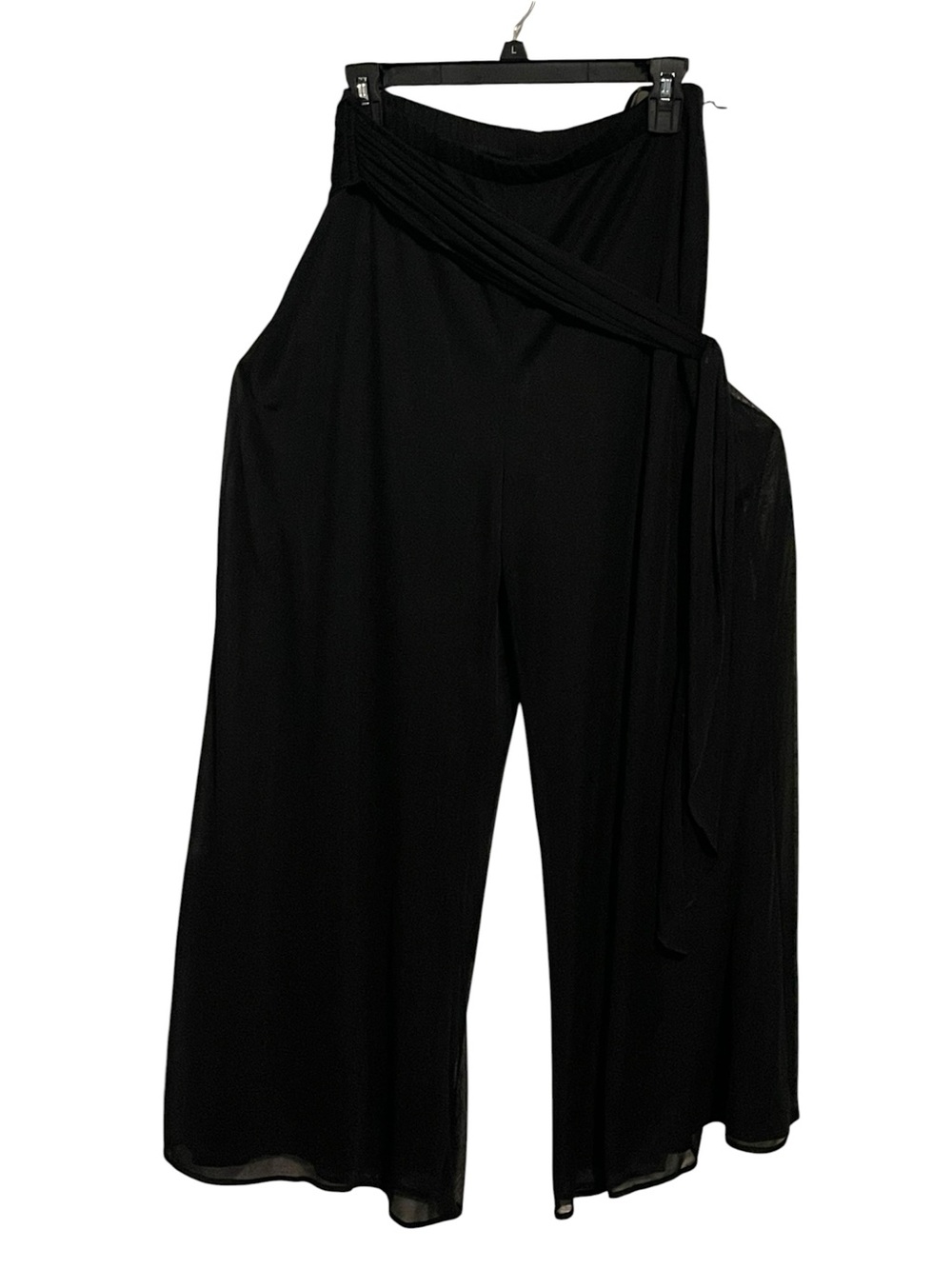 connected apparel Black Wide-Leg Wrap Jumpsuit Pants